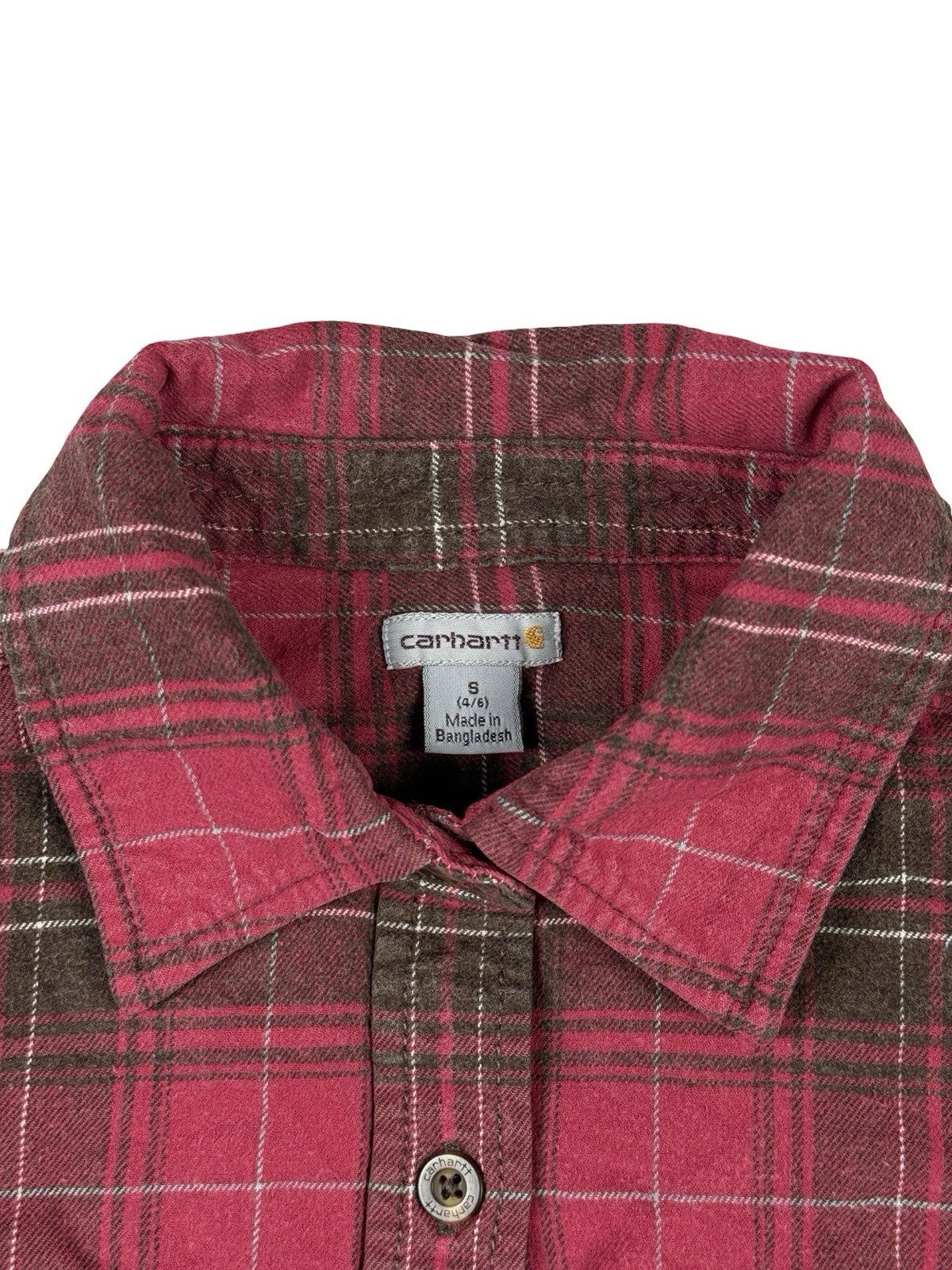 Carhartt Red Plaid Flannel Button Stretch Shirt Womens Small