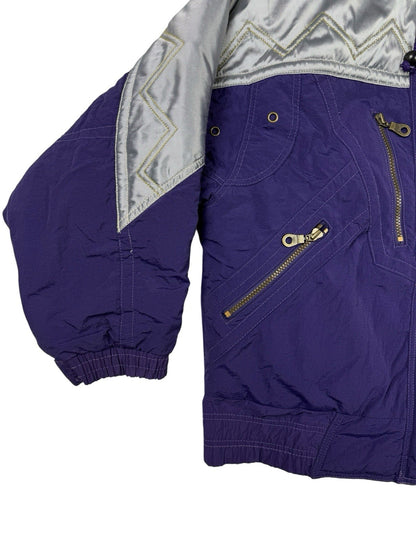 Retro Rodeo Purple Insulated Outdoor Y2K Zip Ski Jacket Women's Size 14