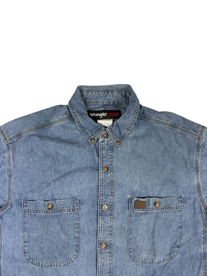 Wrangler Riggs Workwear Blue Cotton Denim Button Collar Shirt XL
