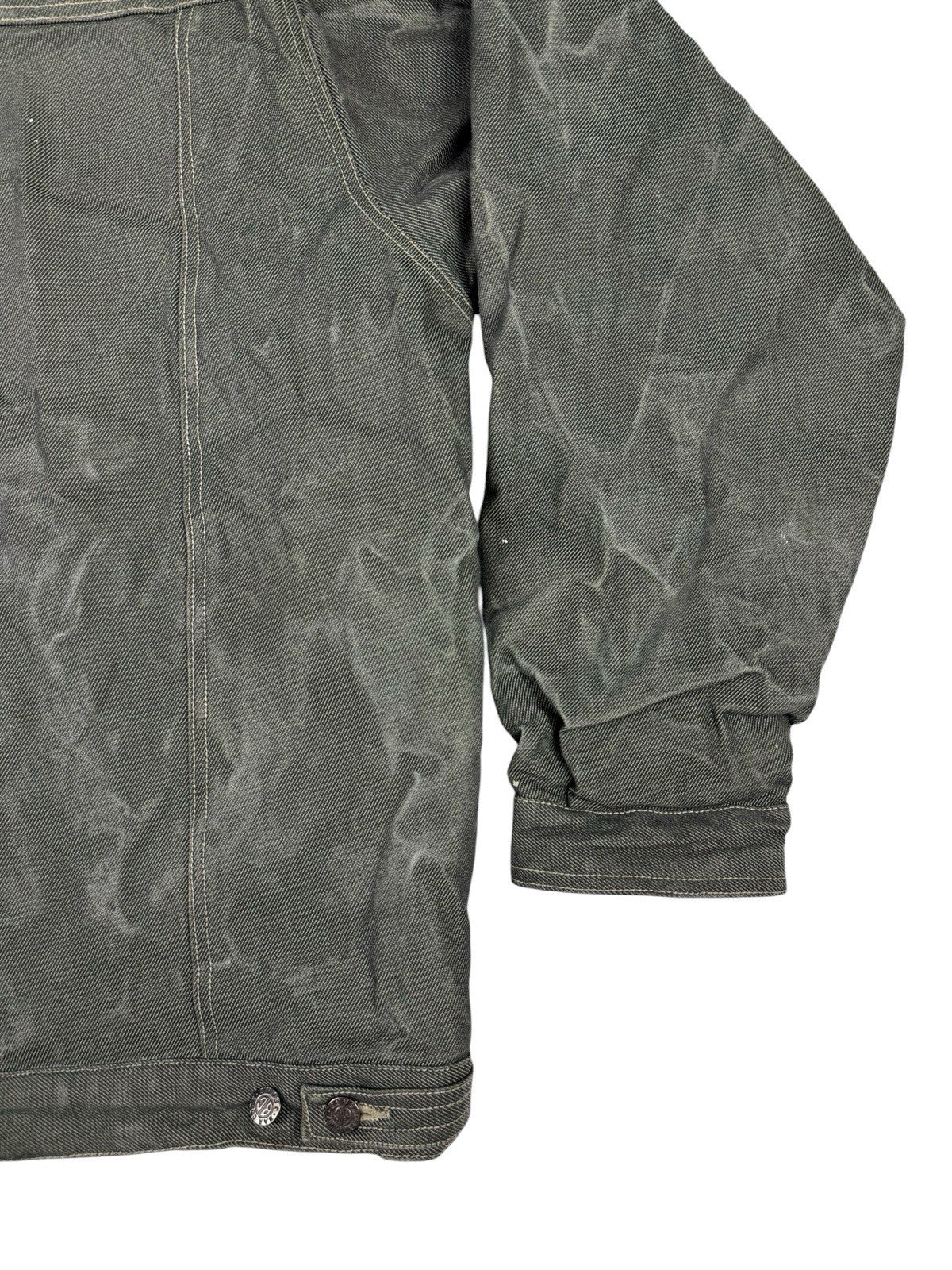 Barcode Jeans Grey Denim Y2K Sherpa Lined Utility Jacket XL
