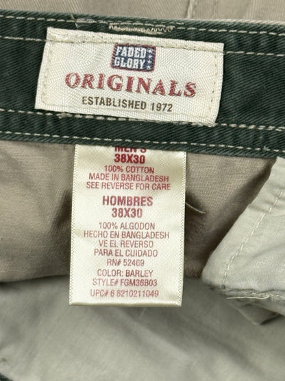 Faded Glory Beige Tapered Fit Cargo Trousers 38W 30L