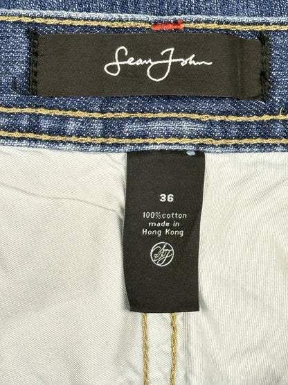 Sean John Retro Blue Wide Leg Relax Hip Hop Denim Jeans 36W 34L