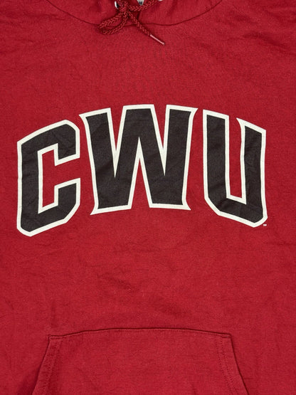 Champion Red CWU Wildcats Sweatshirt Hoodie USA College Medium