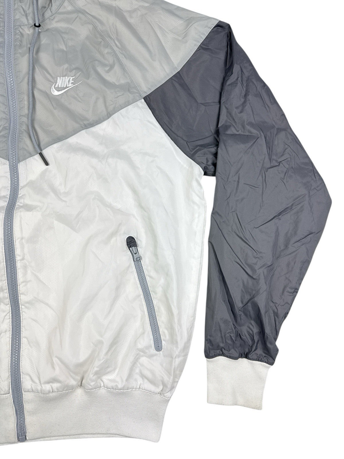 Nike Grey Nylon Windrunner Hooded Track Jacket XS