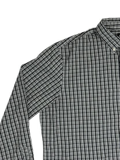 Chaps Black Plaid Stretch Easy Care Shirt 2XL