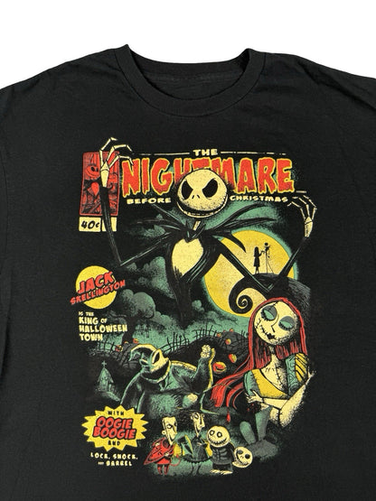 The Nightmare Before Christmas Black Comic Book Print Top Large
