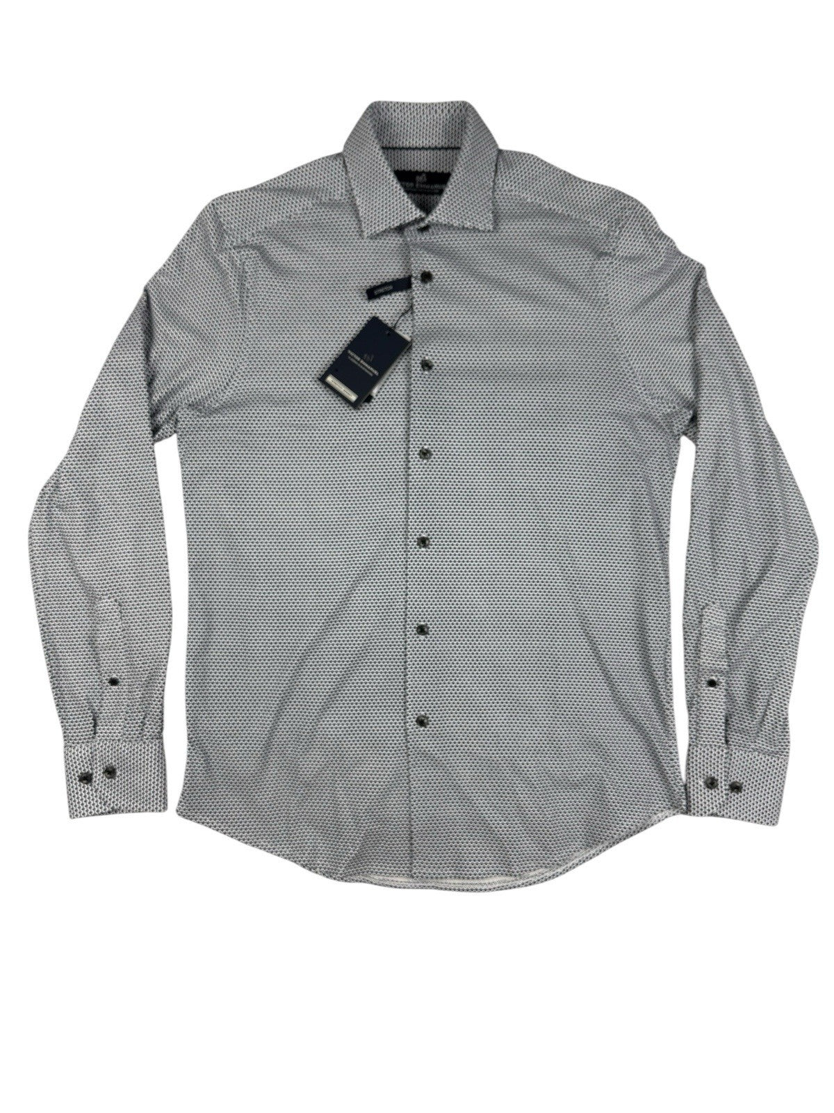 Victor Emmanuel White/Blue Stripe Pattern Stretch Shirt Small (15in Collar)