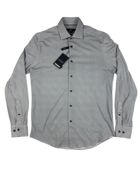 Victor Emmanuel White/Blue Stripe Pattern Stretch Shirt Small (15in Collar)