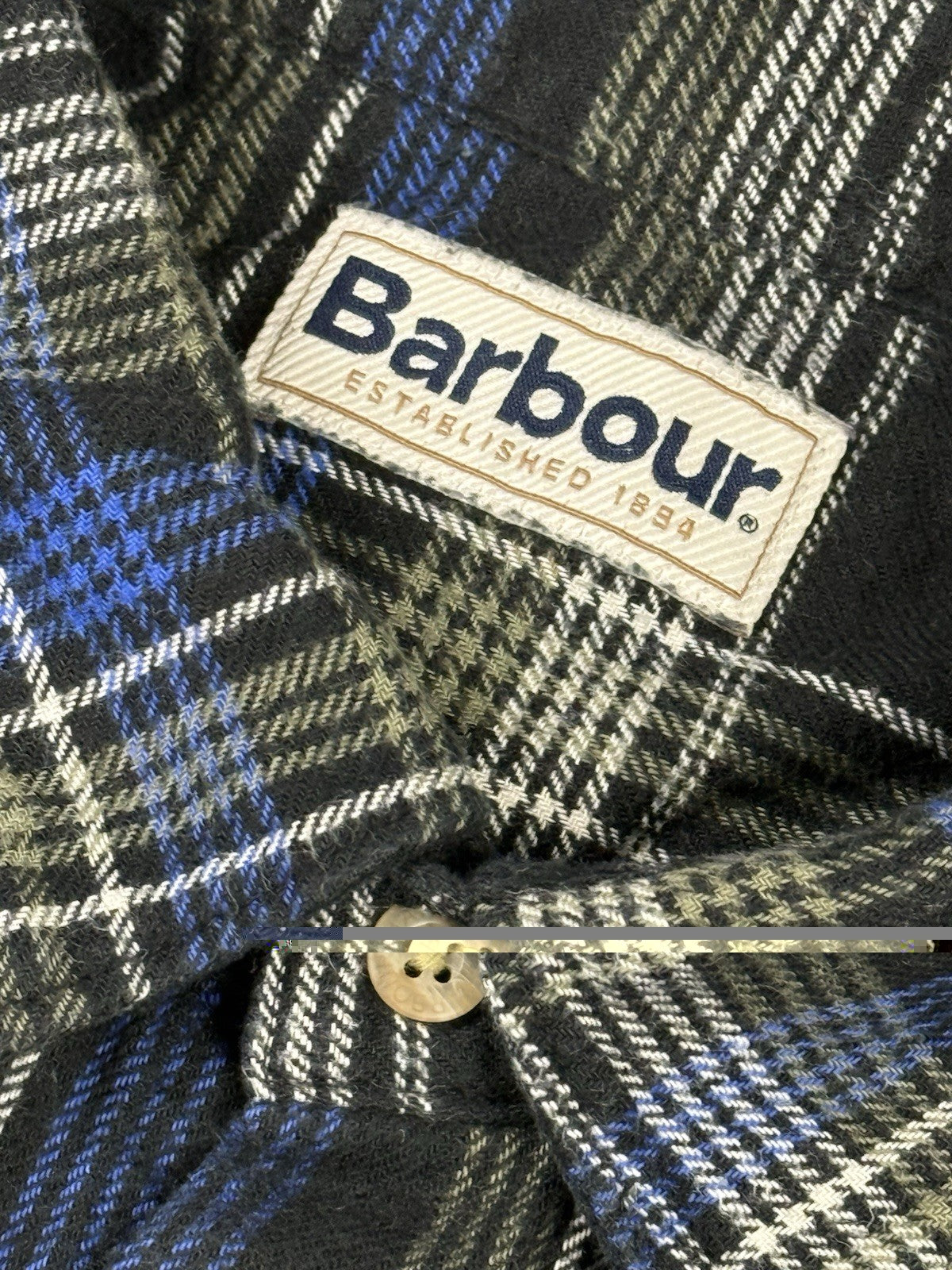 Barbour Black Plaid Check Cotton Button Up Shirt XL