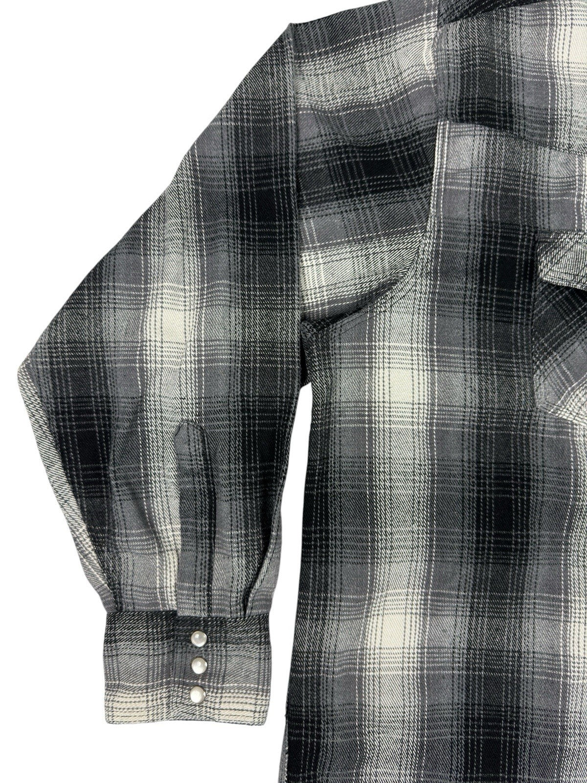 Hickory Shirt Retro Grey Plaid Pearl Snap Western Shirt 2XL
