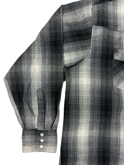 Hickory Shirt Retro Grey Plaid Pearl Snap Western Shirt 2XL