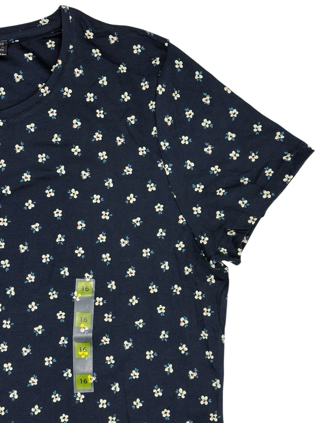 BNWT M&S Blue Floral Cotton Blend Fitted T-Shirt Top