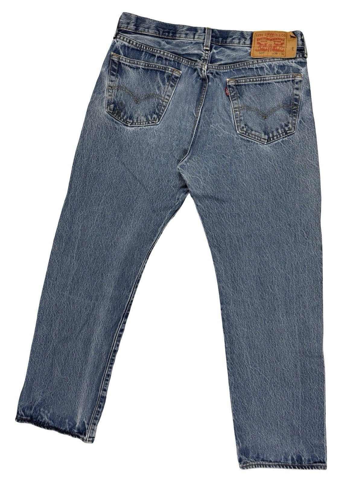 Levi's 501 Blue Straight Leg Distressed Paint Denim Jeans 36W 32L