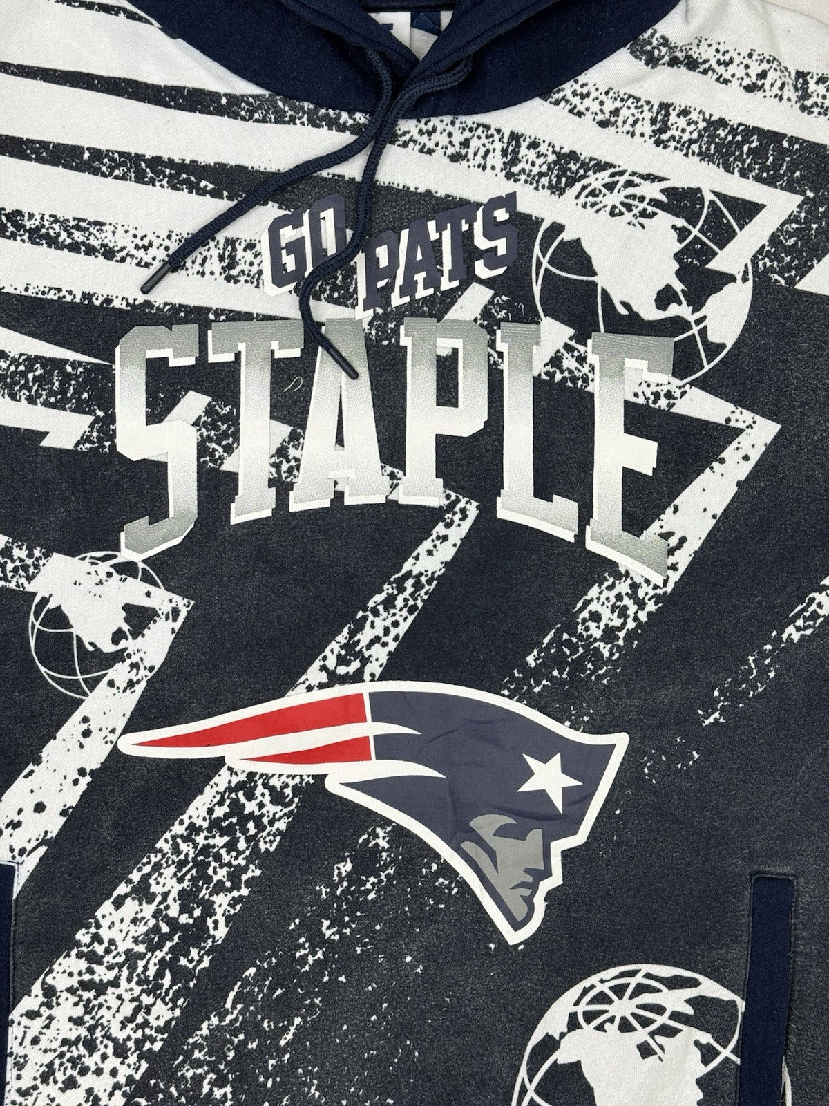 NFL Staple Blue New England Patriots Go Pats Hoodie XL