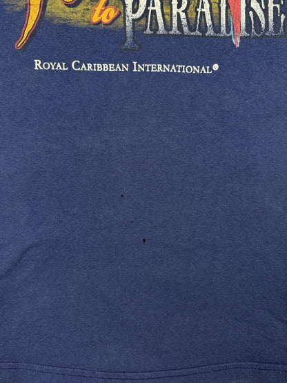 Retro Royal Caribbean Blue Porthole Paradise Travel Destination Top 3XL