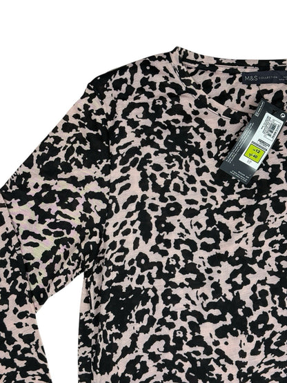 BNWT M&S Pink Leopard Print Long Sleeve Polyester Top