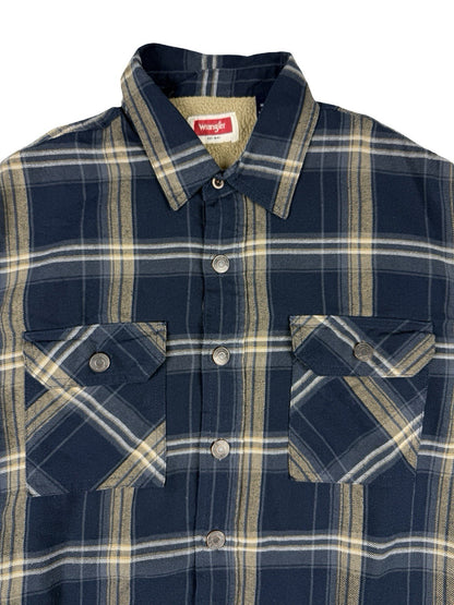 Wrangler Blue Plaid Fleece Lined Shirt Jacket Medium