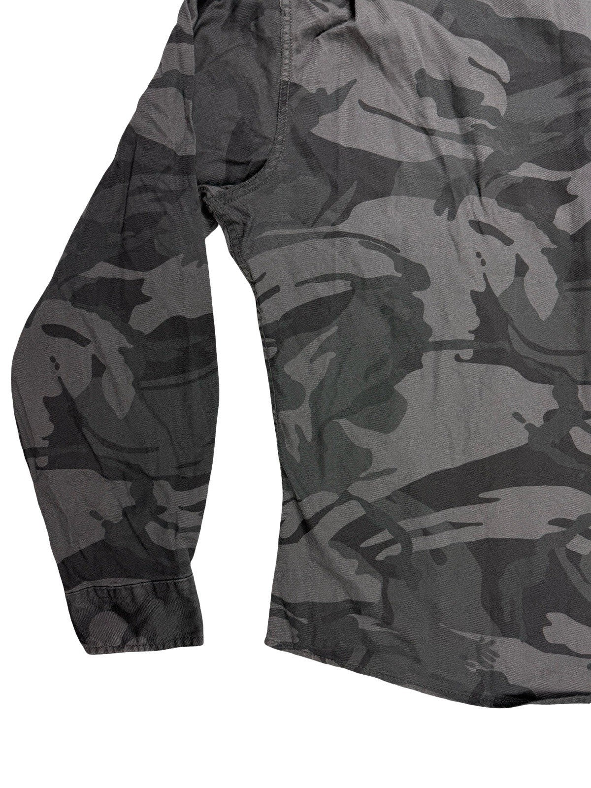 Wrangler Grey Camo Flex Comfort Denim Button Shirt XL