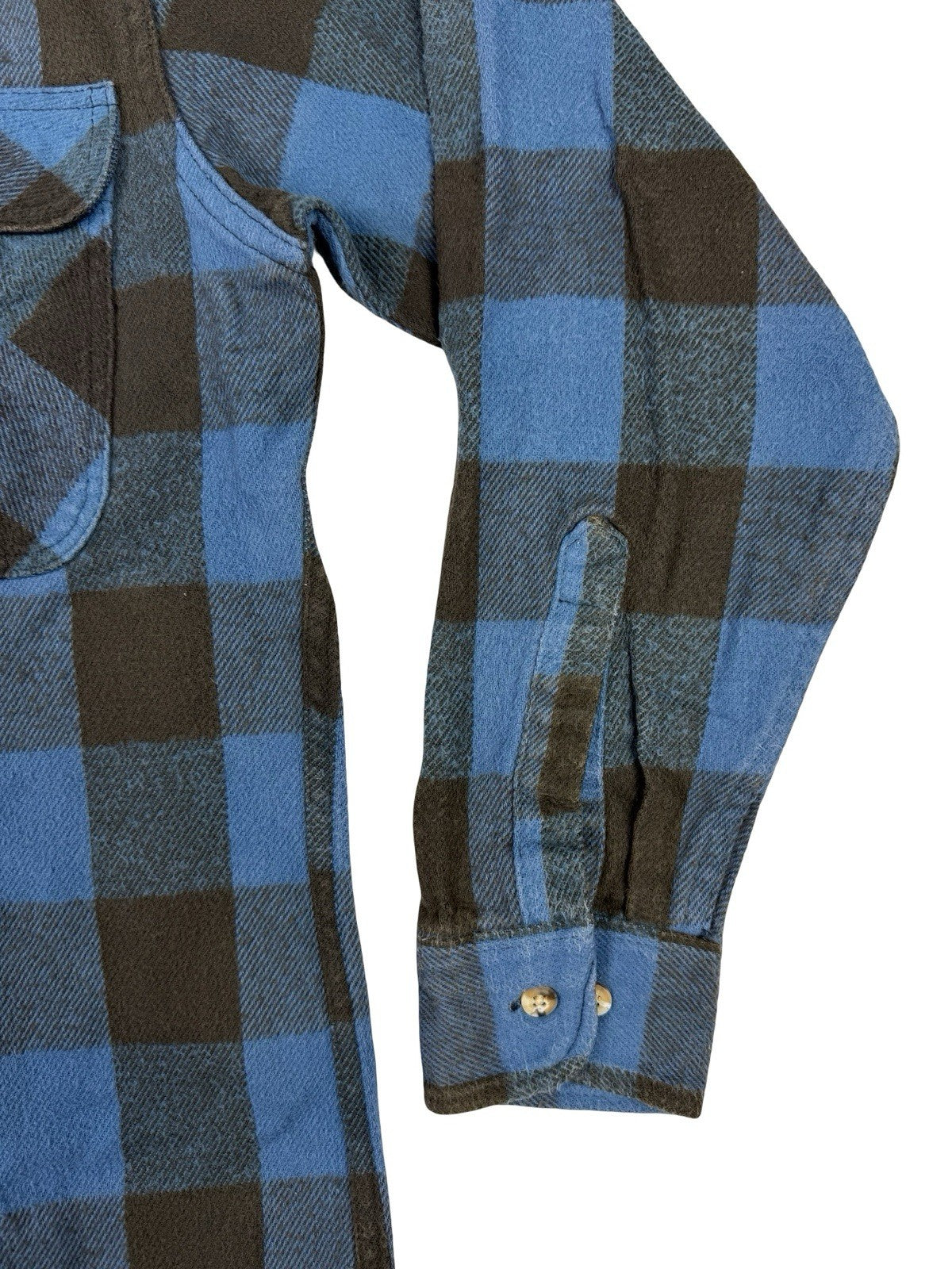 Fieldmaster Vintage Faded Blue Plaid Cotton Lumberjack Grunge Shirt Medium USA