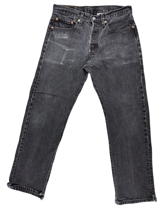 Levi's 501 Black Faded Retro Straight Leg Denim Jeans 32W 30L