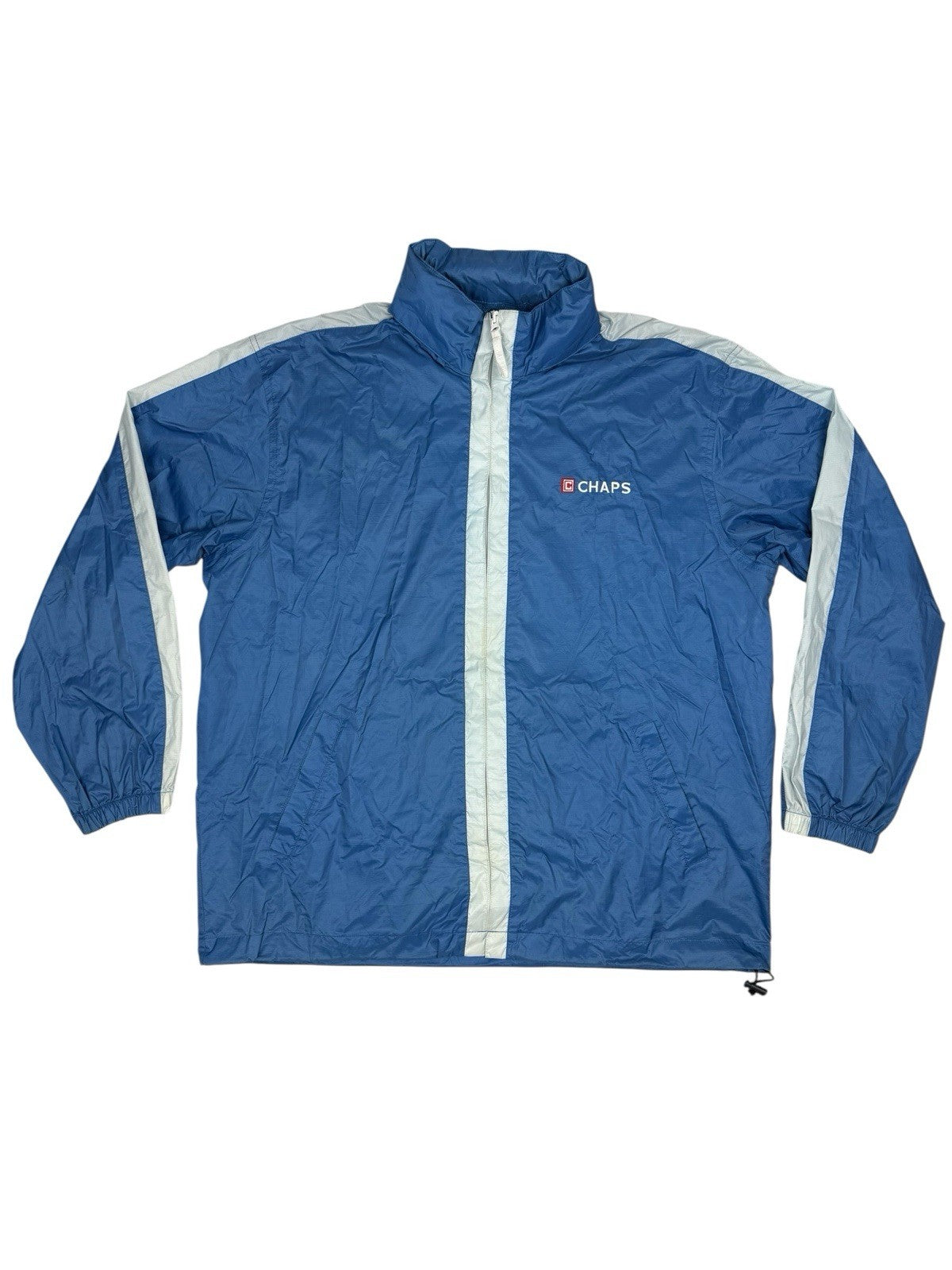 Chaps Blue Retro Nylon Zip Hooded Jacket Large