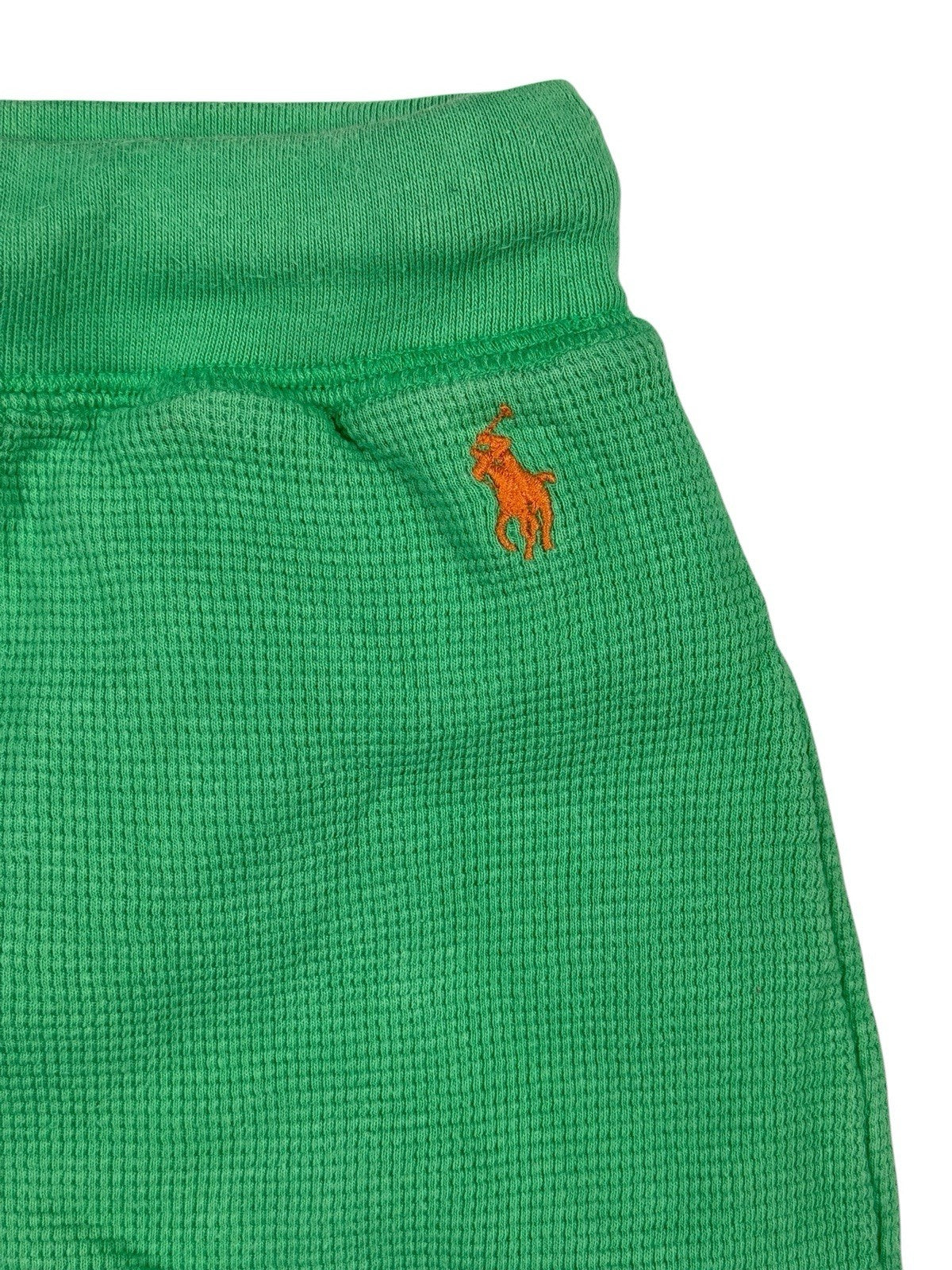 Polo Ralph Lauren Green Cotton Waffle Pattern Lounge Jogger Sweat Shorts Large