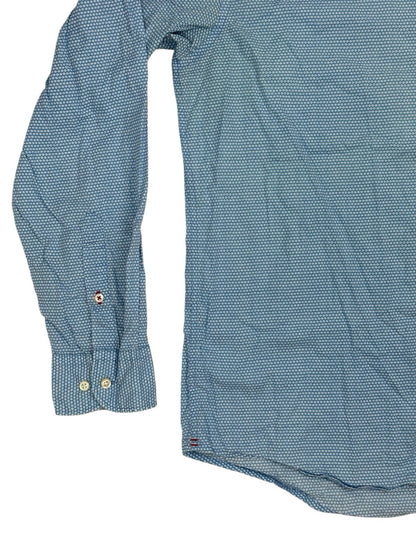 Tommy Hilfiger Blue Polka Dot Collared Shirt Large