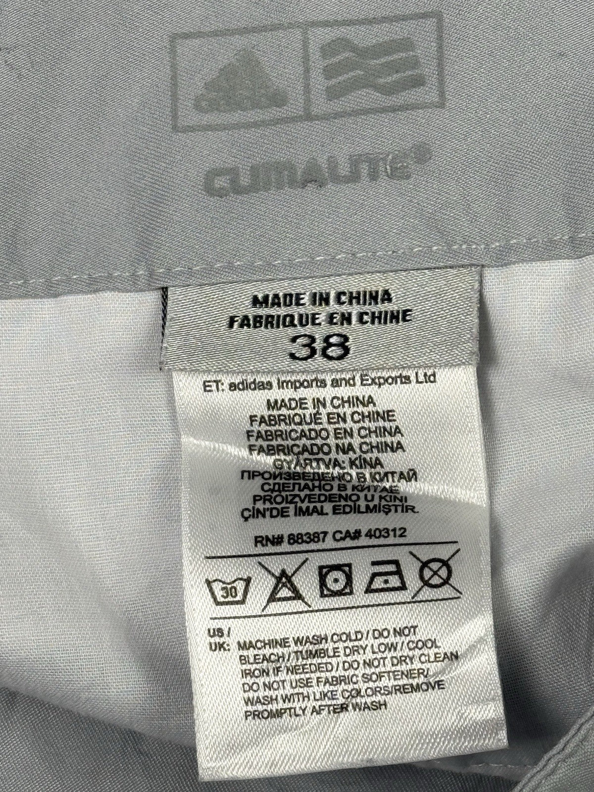 Adidas Grey Climalite Chino Golf Shorts 38W