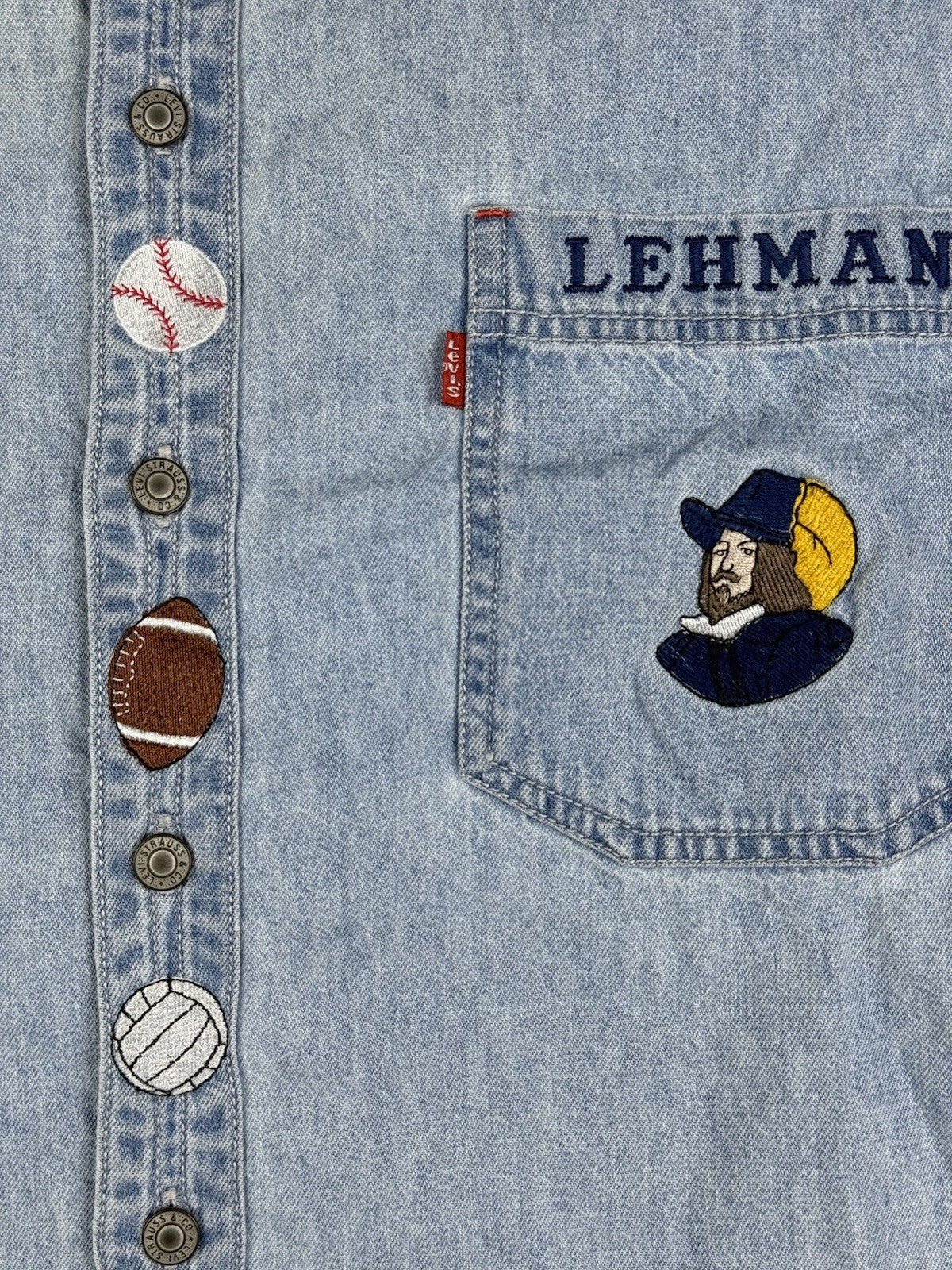 Levi's Red Tab Vtg 90's Blue Embroidered Chambray Teaching Shirt XL