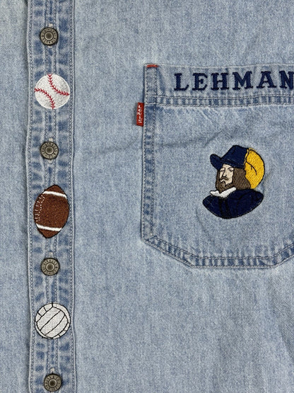 Levi's Red Tab Vtg 90's Blue Embroidered Chambray Teaching Shirt XL