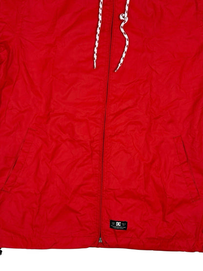 DC Red Hooded Zip Rain Jacket Small