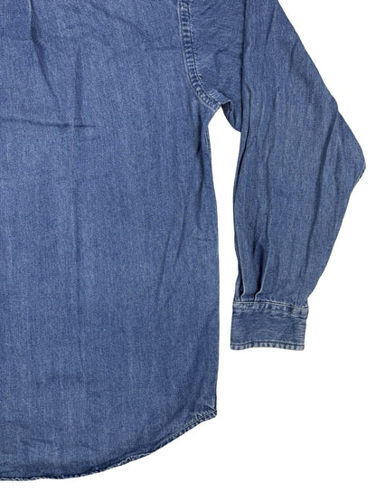 St John's Bay Vintage Blue Denim Workwear Shirt Small