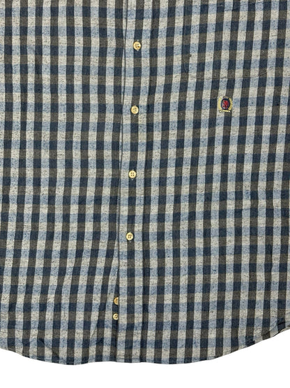 Tommy Hilfiger Blue Check Retro Collared Shirt Large