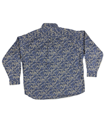Club Room Retro Blue Cotton Paisley Shirt XL