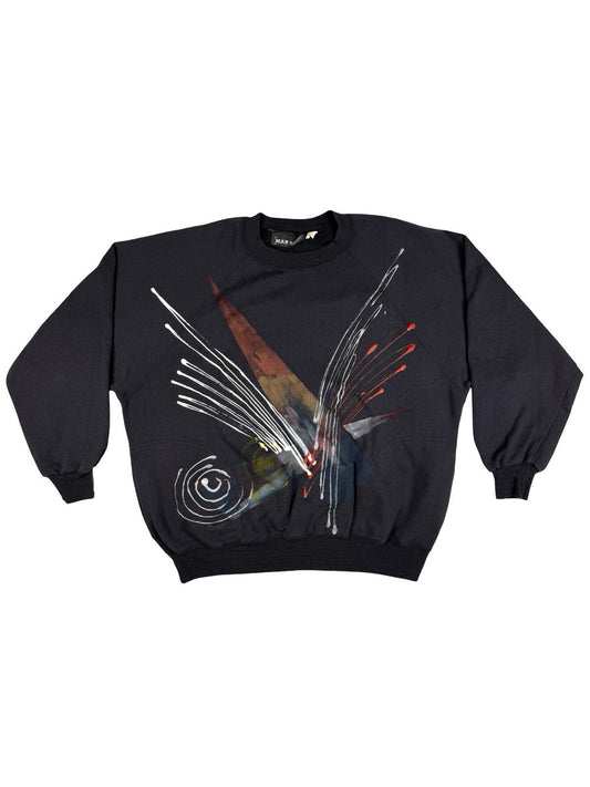 Vintage 80's GDR Man Size Black Abstract Splash Graphic Sweatshirt 2XL