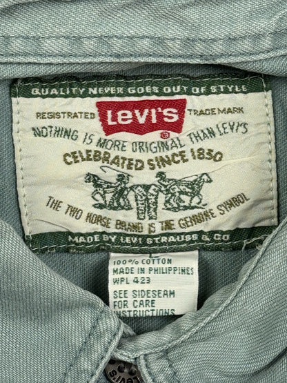 Levi's Vintage 90's Teal Green Button Up Western Cotton Denim Shirt Large