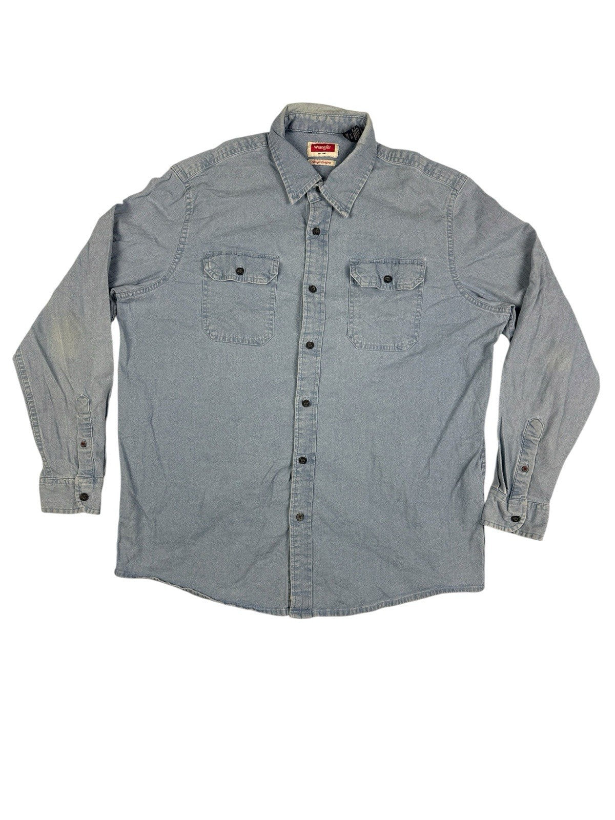Wrangler Flex Comfort Blue Denim Western Shirt Large