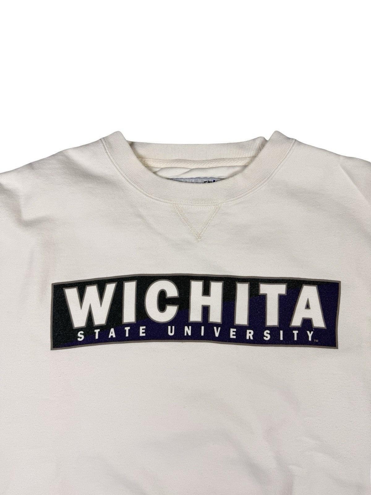 Gear for Sports Vtg 90s Cream Big Cotton Wichita State University Jumper Large