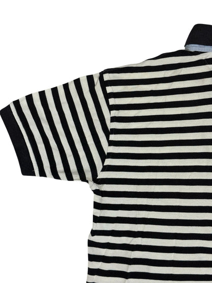 Tommy Hilfiger Blue Striped Cotton Polo Top Small
