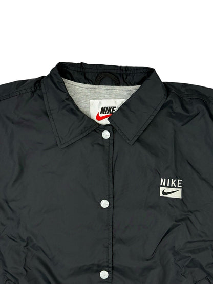Nike Vintage Black Nylon Coaches Windbreaker Jacket Size 12-14 (Large)