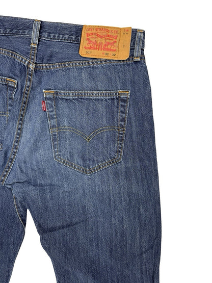 Levi's 501 Blue Straight Leg Denim Jeans 32W 32L