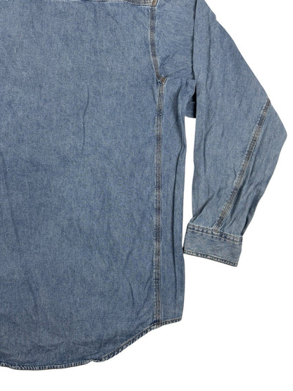 Wrangler Riggs Workwear Blue Cotton Denim Button Collar Shirt XL