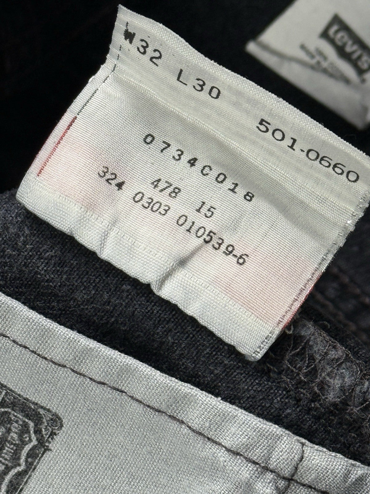 Levi's 501 Black Faded Retro Straight Leg Denim Jeans 32W 30L