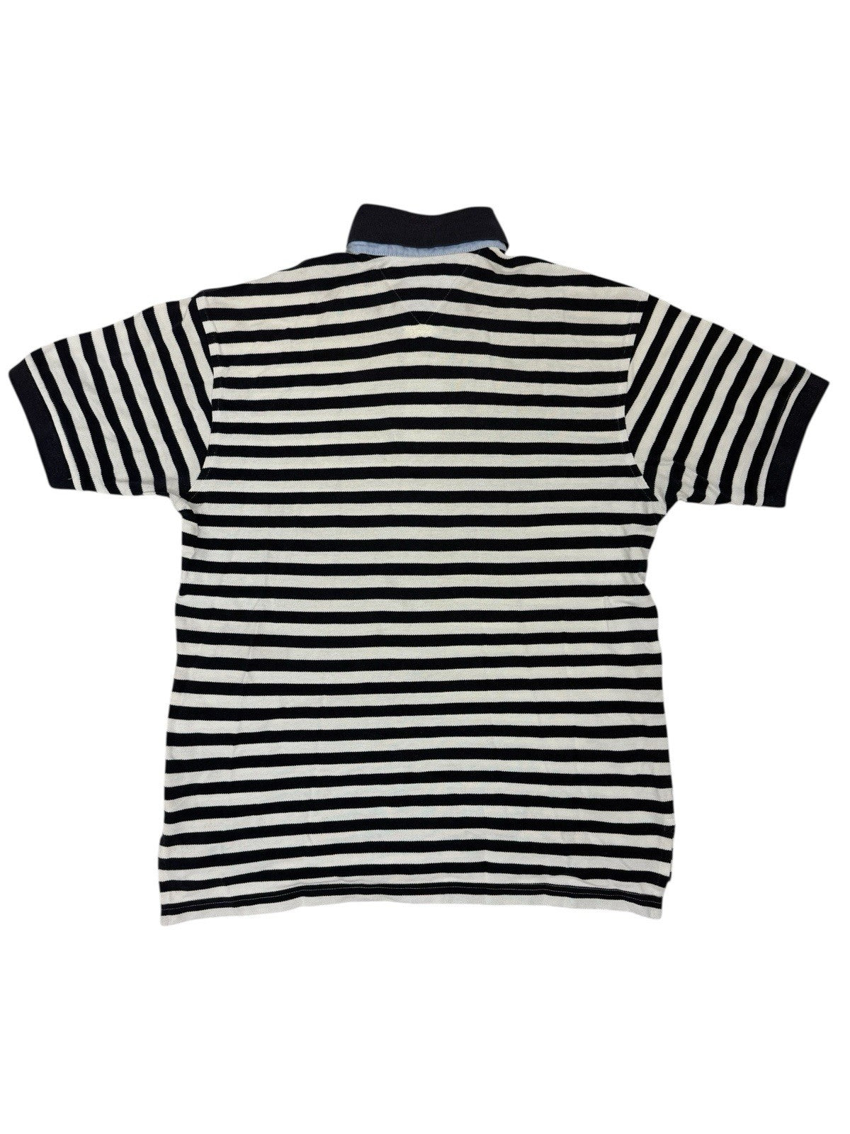 Tommy Hilfiger Blue Striped Cotton Polo Top Small