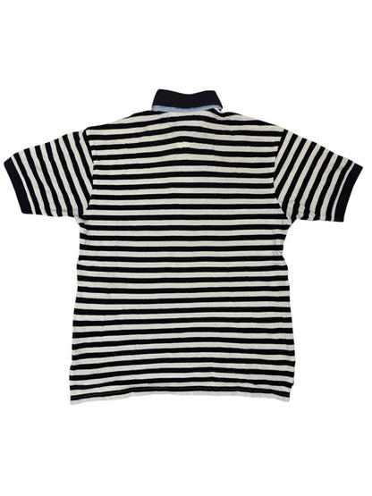 Tommy Hilfiger Blue Striped Cotton Polo Top Small