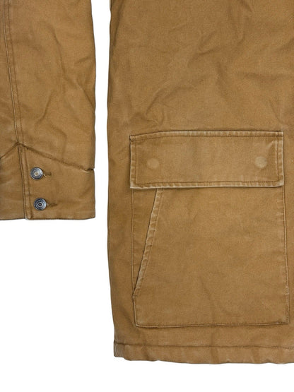 DC Brown Heavyweight Zip Hooded Insulated Denim Long Jacket Medium