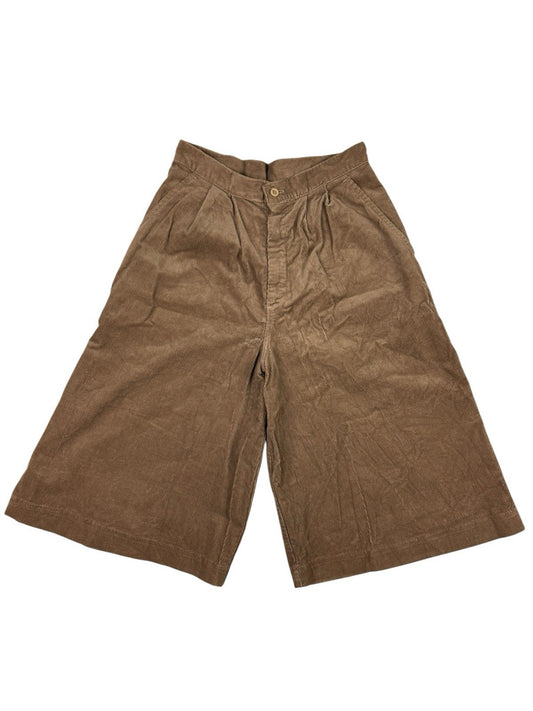 Vintage Brown Corduroy Wide Leg Short Trousers 28W