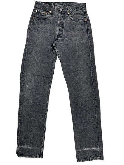 Levi's 501 Vintage Faded Black Straight Leg Denim Jeans 28W 32L