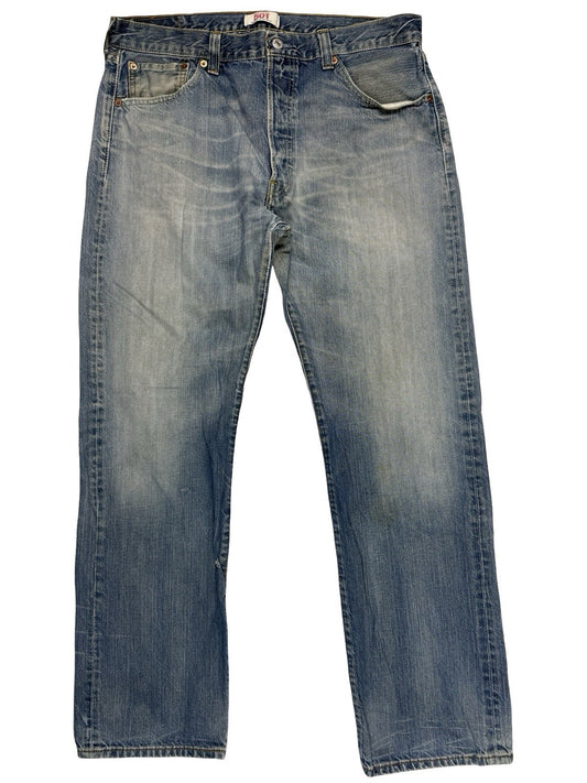 Levi's 501 Original Blue Straight Leg Button Fly Denim Jeans 36W 32L