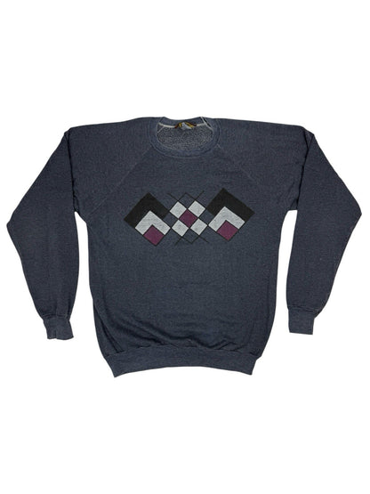 Vintage Moss Creek Trader Grey Argyle Pattern Jumper Medium